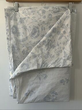 Cabbages & Roses Duvet Cover Blue Floral Queen Coastal Reversible Shabby Chic